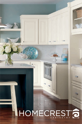 White Homecrest Cabinetry Designed for and Installed in Suburban Chicago Home Kitchen
