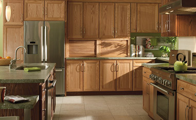 After Picture of Chicago Home Kitchen Remodel - Staged with Bright Colored Accessories