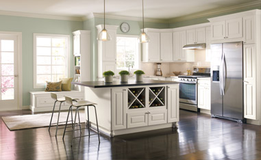 Completed Kitchen Remodeling Project in Chicago Home - White Cabinets, SS Appliances and Large Island